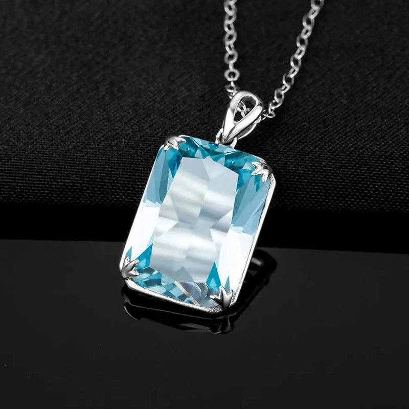 Real 925 Sterling Silver Aquamarine Pendant for Women Gemstone Necklace Pendants Viking Handmade Undefined Fine Jewelry