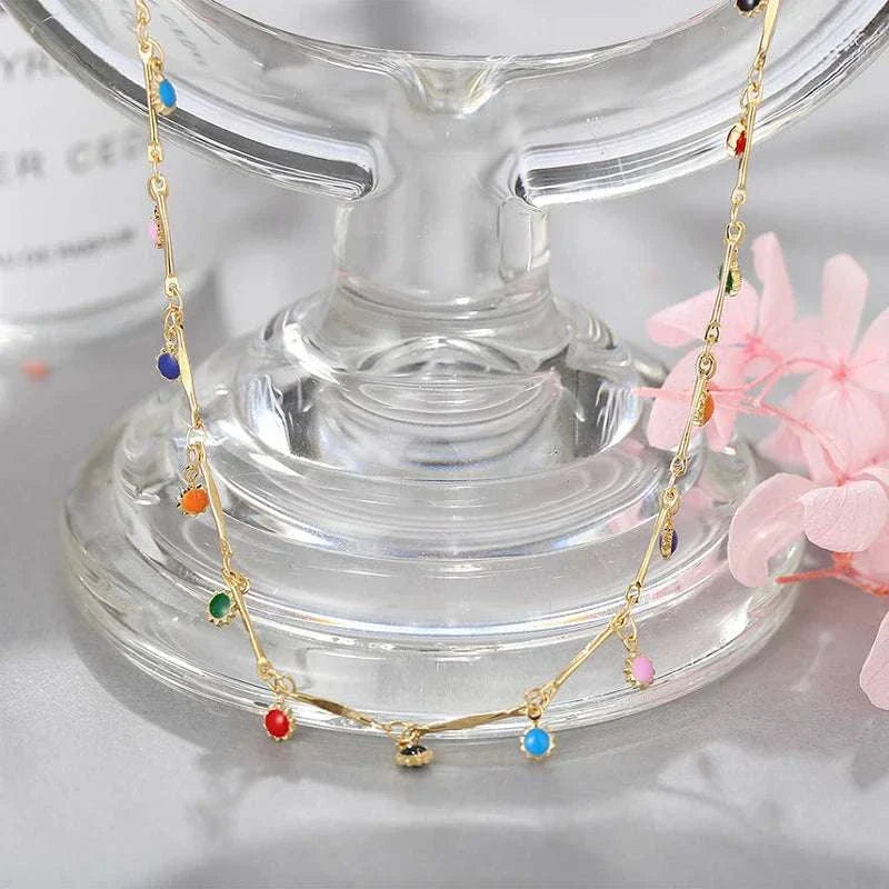 Fashion Simple Candy Color Tassel Necklace for Women Aesthetic All-Match Pendant Jewelry Choker Neck Accessories Gift Chain