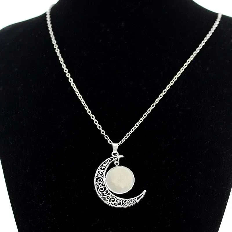 Islamic Muslims Allah Pattern Moon Necklace Fashion Women Men Accessories Simple Pendant Handmade Jewelry NT355