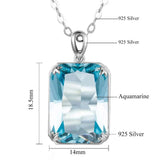 Real 925 Sterling Silver Aquamarine Pendant for Women Gemstone Necklace Pendants Viking Handmade Undefined Fine Jewelry