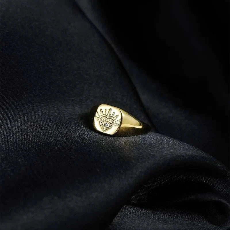 Fashion Rings Jewelry 925 Sterling Silver Wide Retro Totem Heavy Rings Gold Plated Adjustable Ring Jewelry Women