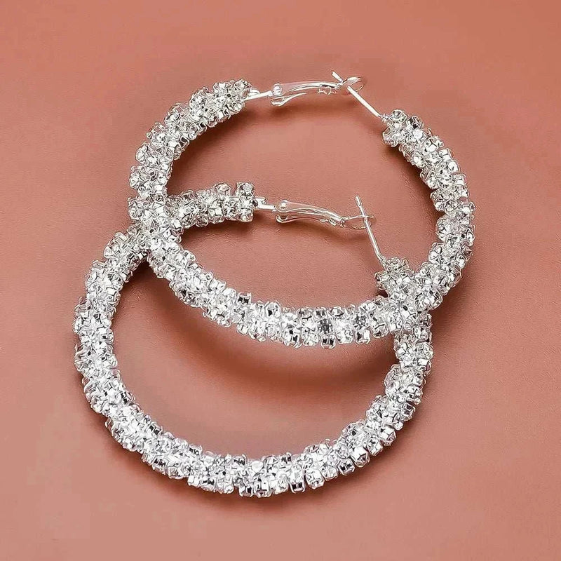Diamante Rhinestones Hoop Earrings