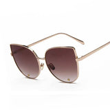 Fashion Women Sunglasses Cat Mirror Glasses Metal Cat Eye Sunglasses Women Brand Designer High Quality Square Style R058