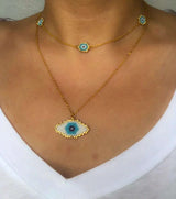 Turkish Evil Eye Necklaces Choker Miyuki Greek Eye Necklace Pendant Stainless Steel Chain Women Handmade Jewelry