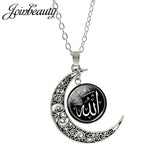 Islamic Muslims Allah Pattern Moon Necklace Fashion Women Men Accessories Simple Pendant Handmade Jewelry NT355