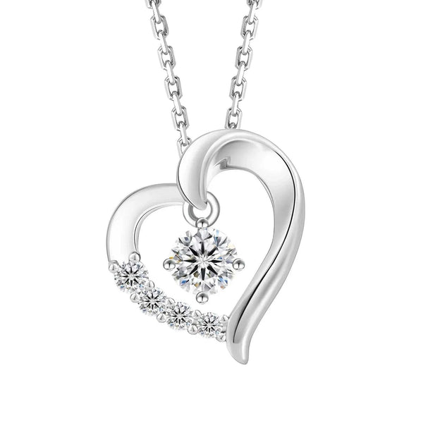 Mother'S Day Gift Heart Charm Jewelry Women I Love You 925 Sterling Silver Chain Birthday Moissanite Diamond Pendant Necklace