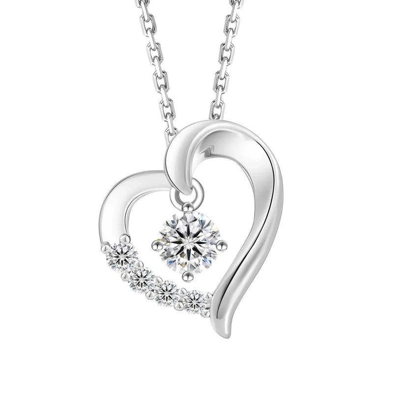 Mother'S Day Gift Heart Charm Jewelry Women I Love You 925 Sterling Silver Chain Birthday Moissanite Diamond Pendant Necklace