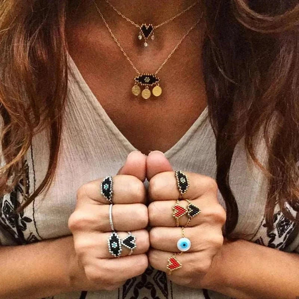 Sweet Heart Ring Punk Eye Rings Boho Jewelry Miyuki Bead Handmade Anniversary Rings for Women Wholesale Ring Bulk Lots