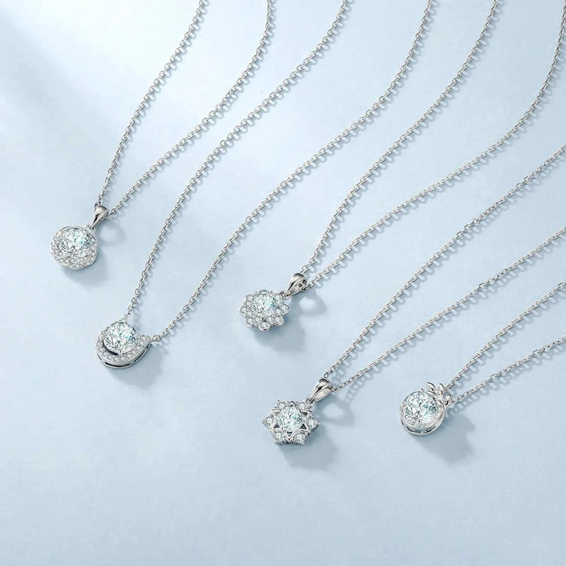 Women Fine Jewelry Gifts Mossanite Pendant 925 Sterling Silver Chain White Gold Plated Gra Vvs 1Ct Moissanite Diamond Necklace