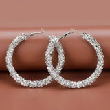 Diamante Rhinestones Hoop Earrings