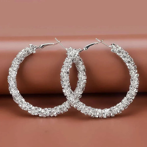 Diamante Rhinestones Hoop Earrings