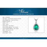 Pear Simulated Nano Emerald 925 Sterling Silver Pendant Necklace Gemstone Statement Necklace Women without Chain