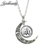 Islamic Muslims Allah Pattern Moon Necklace Fashion Women Men Accessories Simple Pendant Handmade Jewelry NT355
