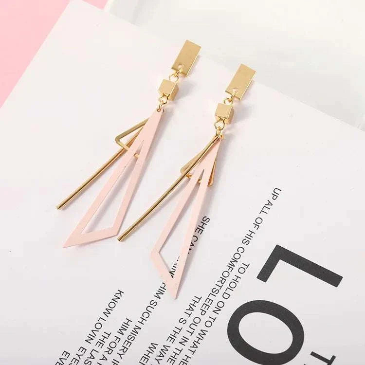 Korean Long Statement Geometric Triangle Tassel Dangle Drop Earrings for Women Earrings Fashion Jewelry Oorbellen Brincos