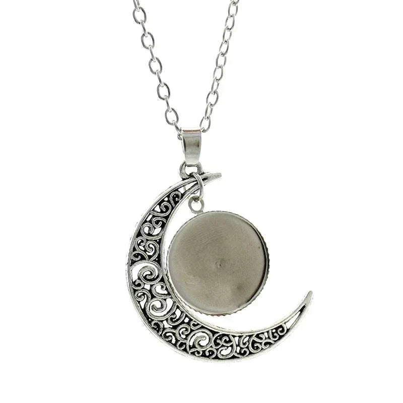Islamic Muslims Allah Pattern Moon Necklace Fashion Women Men Accessories Simple Pendant Handmade Jewelry NT355