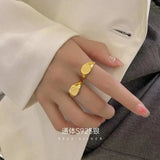 Fashion Rings Jewelry 925 Sterling Silver Wide Retro Totem Heavy Rings Gold Plated Adjustable Ring Jewelry Women