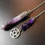 Hexagonal Pointed Natural Gem Stone Pendant Amethyst Pendulum for Divination Healing Reiki Purple Quartz Pendant Pendulos X223