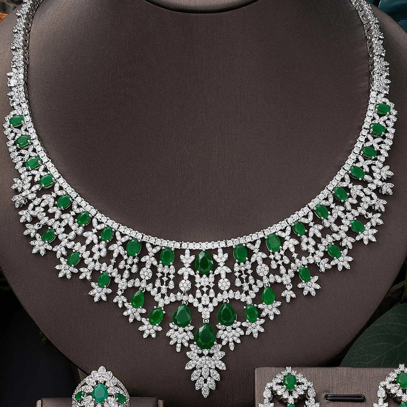 2022 New 4-Piece Suit Cubic Zirconia Bride Jewelry Set Women'S Party, Deluxe Dubai Crystal Wedding Jewelry Set