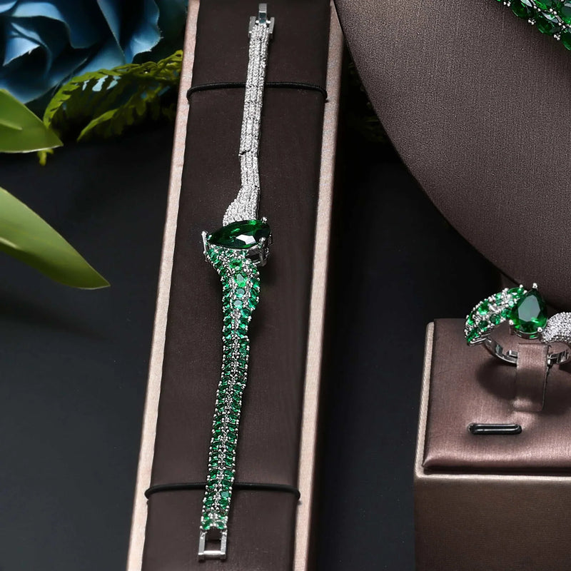 2022 Top 4 Wedding Bride Jewelry Set Water Drop Shape Jewelry Set for Women'S Wedding Accessories Necklace and Earring Set