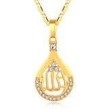Islamic Religion Muslim Allah Quran Water Drop Shape Pendant Necklace for Women Fashion Charm Amulet Jewelry Ramadan Gift