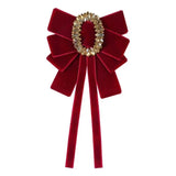Retro Velvet Bow Tie Rhinestone Crystal Flower Brooches for Women Wedding Pearty Collar Pins Luxury Jewelry Necktie Accessories