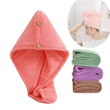 Microfiber Hair Towel,Care Cap with Button,Super Absorbent Hair Towel Wrap Fast Drying Hair Wraps Women Bathroom Accessories