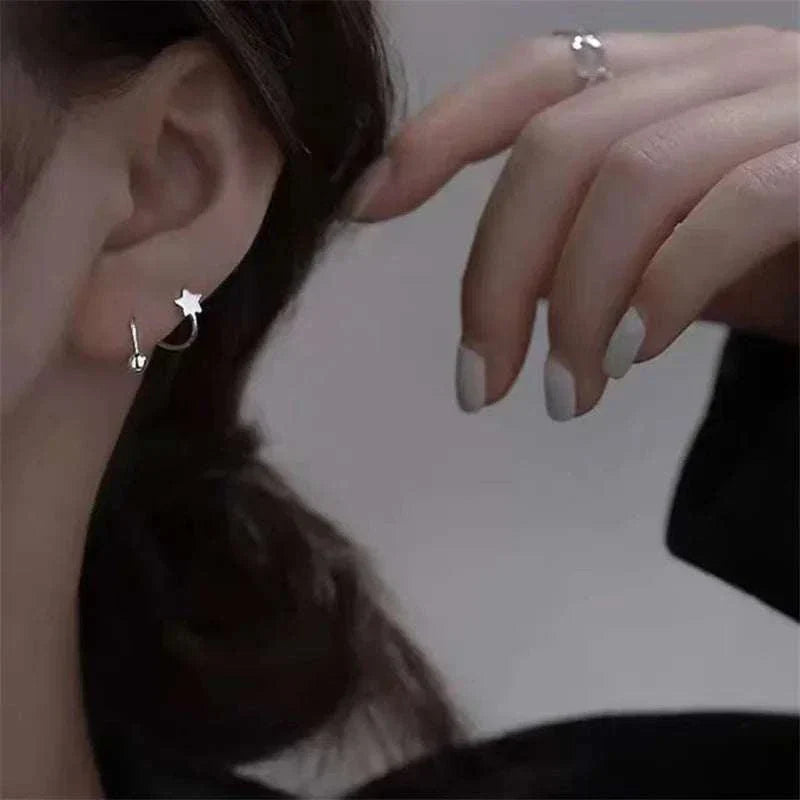 2Pcs Stainless Steel Spiral Twisted Lip Ring Tongue Piercing Heart Star Ear Cartilage Helix Piercing Stud Earring Jewelry Gifts