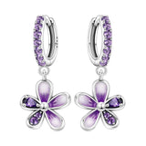 925 Sterling Silver Blue Purple Iris Flower Drop Earrings Women Earrings Charm Trend Versatile Party Jewelry Gifts