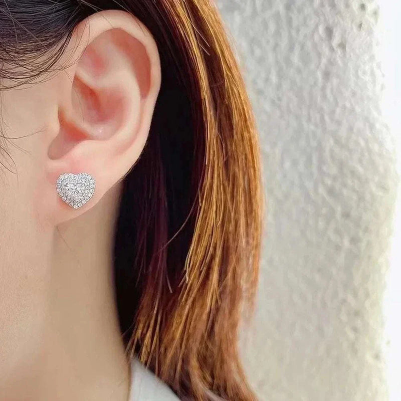 Classic Heart Stud Earrings Crystal Cubic Zirconia Eternity Timeless Women Earrings Fancy Girl Gift High Quality Jewelry
