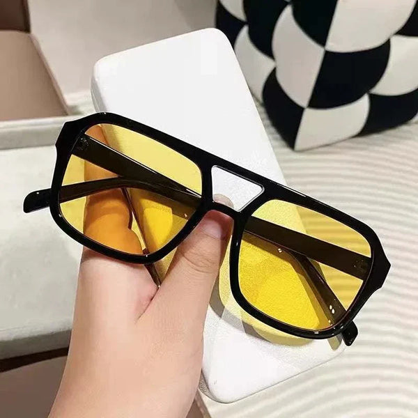 2023 Double Bridge Square Women Sunglasses Vintage Brand Designer Men Sun Glasses Shades Female Exaggerated Oversize Sunglasses