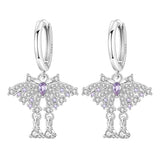 925 Sterling Silver Blue Purple Iris Flower Drop Earrings Women Earrings Charm Trend Versatile Party Jewelry Gifts