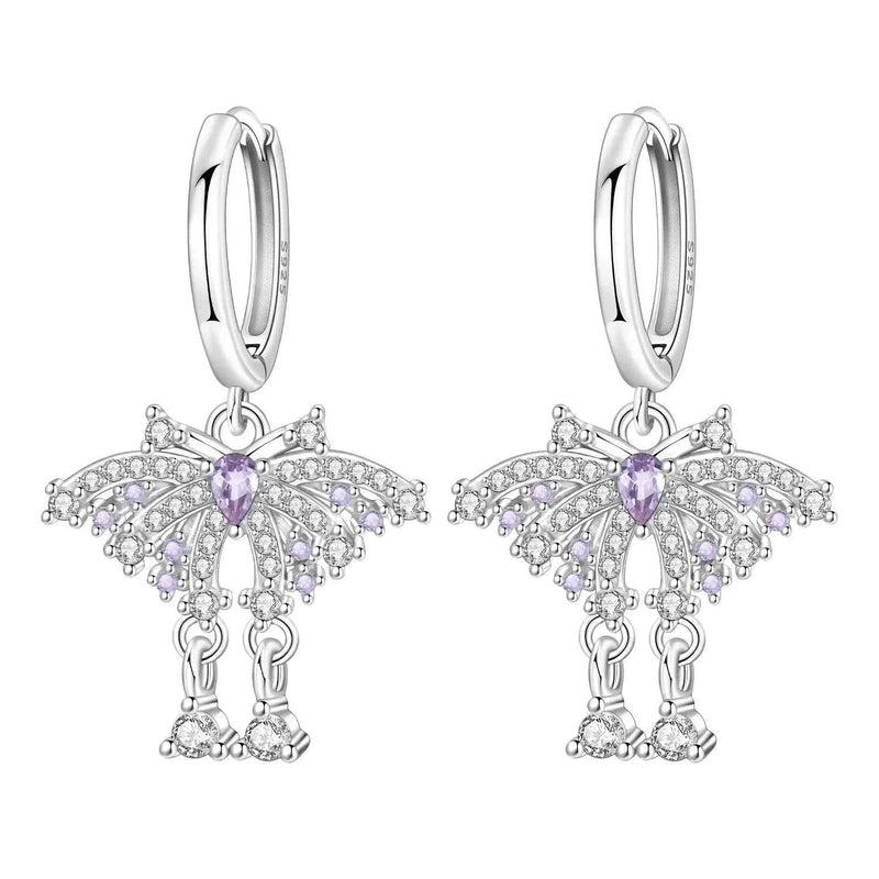 925 Sterling Silver Blue Purple Iris Flower Drop Earrings Women Earrings Charm Trend Versatile Party Jewelry Gifts