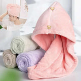 Microfiber Hair Towel,Care Cap with Button,Super Absorbent Hair Towel Wrap Fast Drying Hair Wraps Women Bathroom Accessories