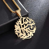 Islamic Religion Muslim Allah Quran Water Drop Shape Pendant Necklace for Women Fashion Charm Amulet Jewelry Ramadan Gift