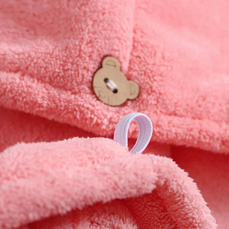 Microfiber Hair Towel,Care Cap with Button,Super Absorbent Hair Towel Wrap Fast Drying Hair Wraps Women Bathroom Accessories