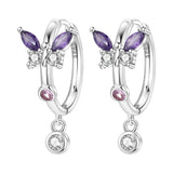 925 Sterling Silver Blue Purple Iris Flower Drop Earrings Women Earrings Charm Trend Versatile Party Jewelry Gifts