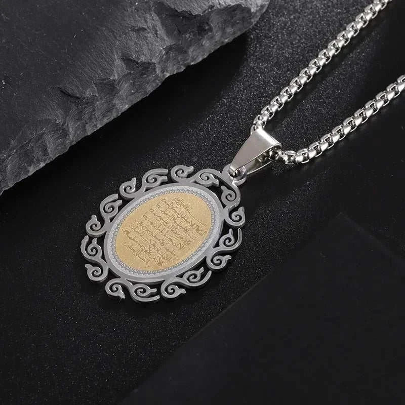 Islamic Religion Muslim Allah Quran Water Drop Shape Pendant Necklace for Women Fashion Charm Amulet Jewelry Ramadan Gift