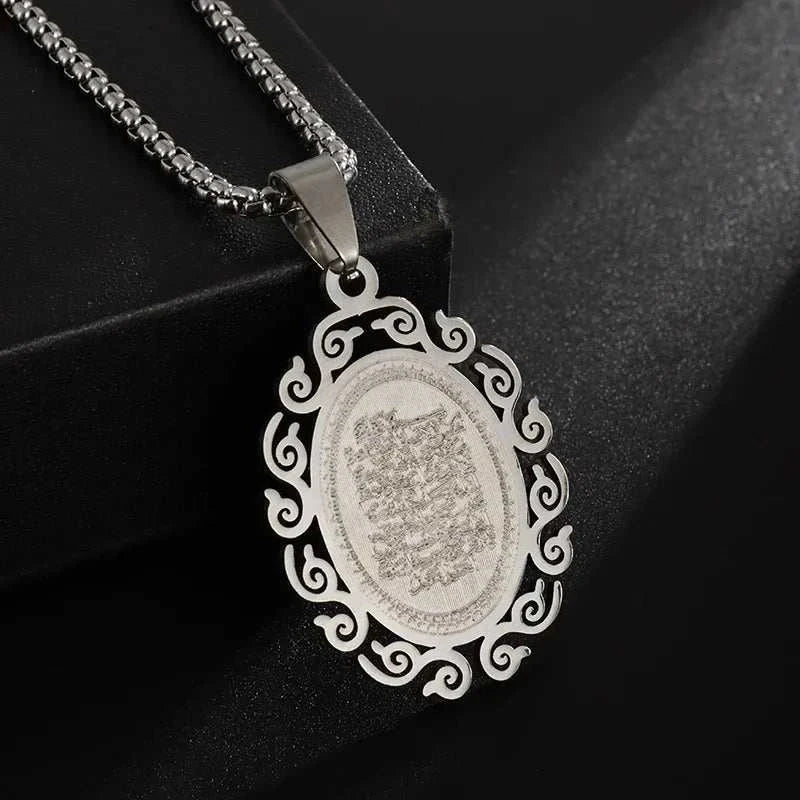 Islamic Religion Muslim Allah Quran Water Drop Shape Pendant Necklace for Women Fashion Charm Amulet Jewelry Ramadan Gift
