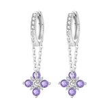 925 Sterling Silver Blue Purple Iris Flower Drop Earrings Women Earrings Charm Trend Versatile Party Jewelry Gifts