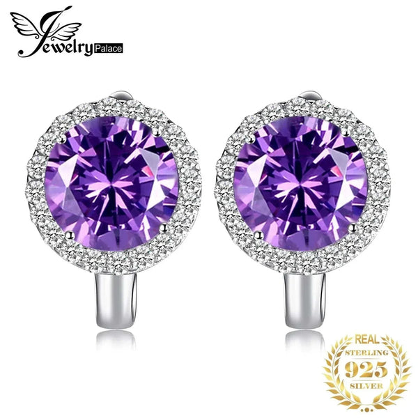 Luxury 5.6Ct round Created Alexandrite Sapphire 925 Sterling Silver Hoop Earrings for Woman Gemstone Fine Jewelry