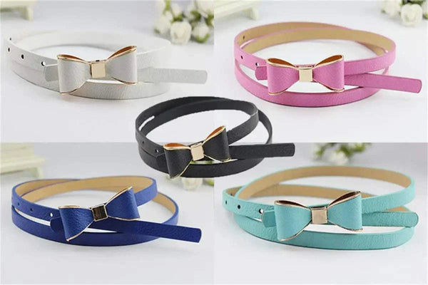 1Psc Fashion Women Belt Summer 12 Color Women Belts Luxury Brand Colorful Bow Leather Belt Ladies Waistband Apparel Accessories