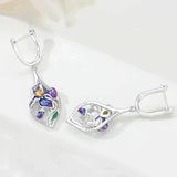 925 Sterling Silver Blue Purple Iris Flower Drop Earrings Women Earrings Charm Trend Versatile Party Jewelry Gifts
