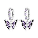 925 Sterling Silver Blue Purple Iris Flower Drop Earrings Women Earrings Charm Trend Versatile Party Jewelry Gifts