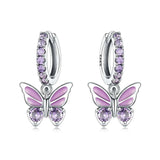 925 Sterling Silver Blue Purple Iris Flower Drop Earrings Women Earrings Charm Trend Versatile Party Jewelry Gifts