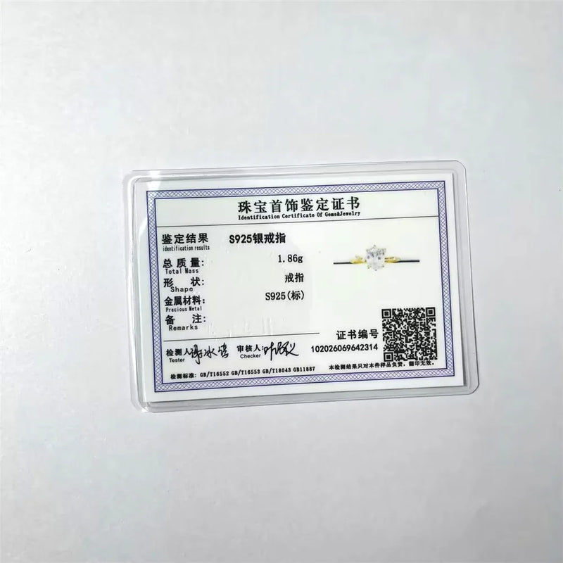 Elegant Geometry Egg Shape Crystal 925 sterling silver ring with AAAAA zircon stone and 18K gold plating certification card