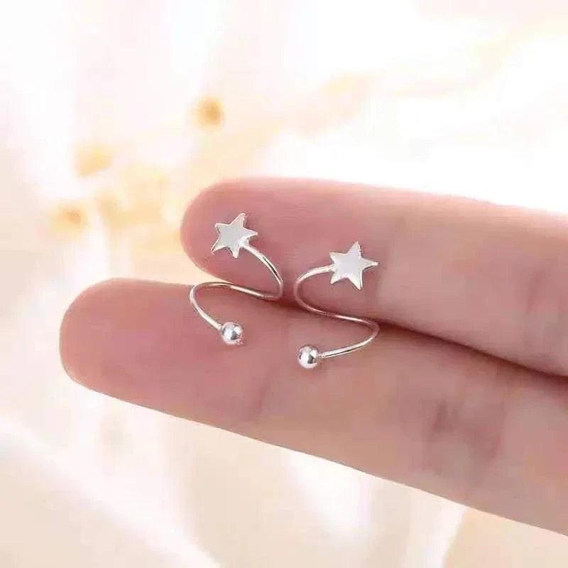 2Pcs Stainless Steel Spiral Twisted Lip Ring Tongue Piercing Heart Star Ear Cartilage Helix Piercing Stud Earring Jewelry Gifts