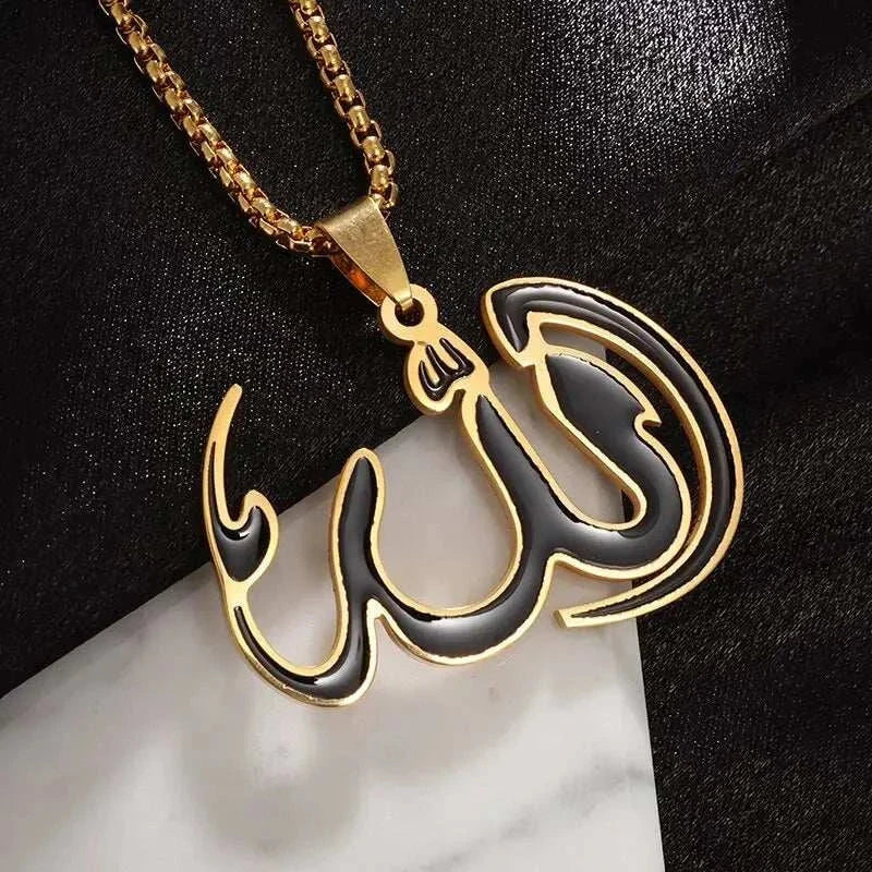 Islamic Religion Muslim Allah Quran Water Drop Shape Pendant Necklace for Women Fashion Charm Amulet Jewelry Ramadan Gift