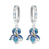925 Sterling Silver Blue Purple Iris Flower Drop Earrings Women Earrings Charm Trend Versatile Party Jewelry Gifts