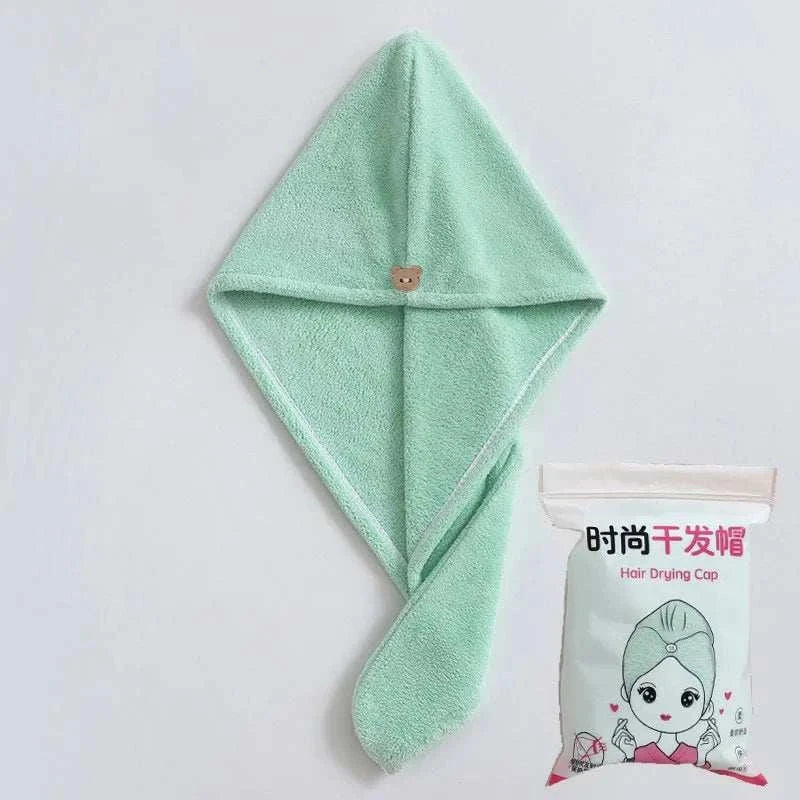 Microfiber Hair Towel,Care Cap with Button,Super Absorbent Hair Towel Wrap Fast Drying Hair Wraps Women Bathroom Accessories