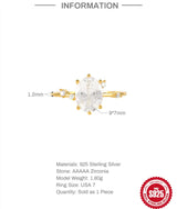 Elegant geometry egg shape crystal ring with 925 sterling silver and AAAA zirconia stone